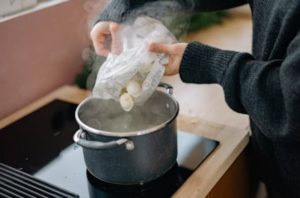 boiled water